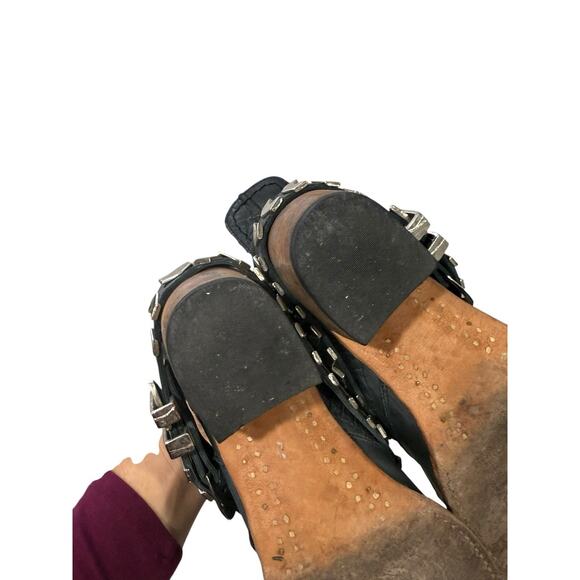 Freebird FB-Blade Black Leather Boho Western Harness Belt Cutout Booties Sz 10 - Picture 11 of 11